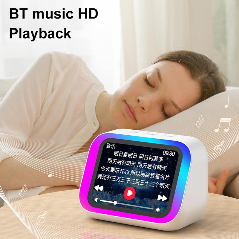 Despertador Inteligente Com Alto-falante Bluetooth e Display Colorido - Controle por App do Tempo, Luz Noturna, Porta-Retratos, Histórias para Dormir