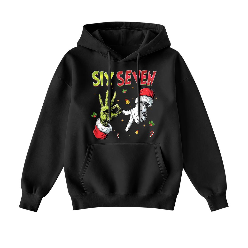 Damenmode Damen Leichter Langarmpullover mit Taschen Preppy Graphic Hoodie