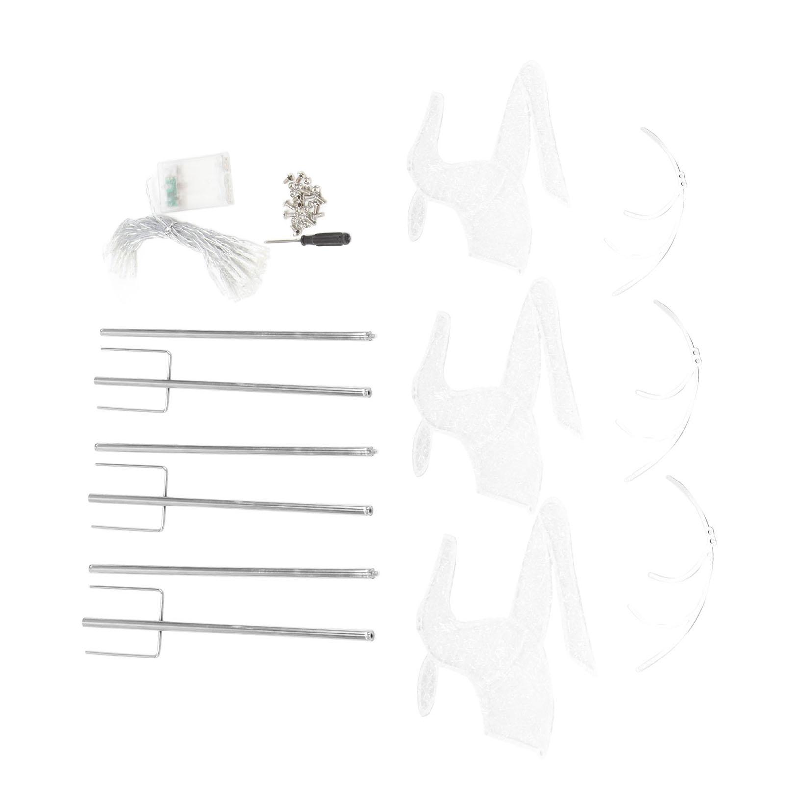 3 шт. Светящиеся рождественские олени, Железный материал, Светящиеся олени-вставки, Рождественские огни, Подходят для газона, сада, улицы, двора