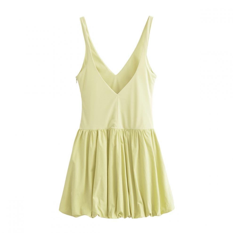 Spring V-Neck Sleeveless Balloon Hem Dress - European & American Hot Girl Style