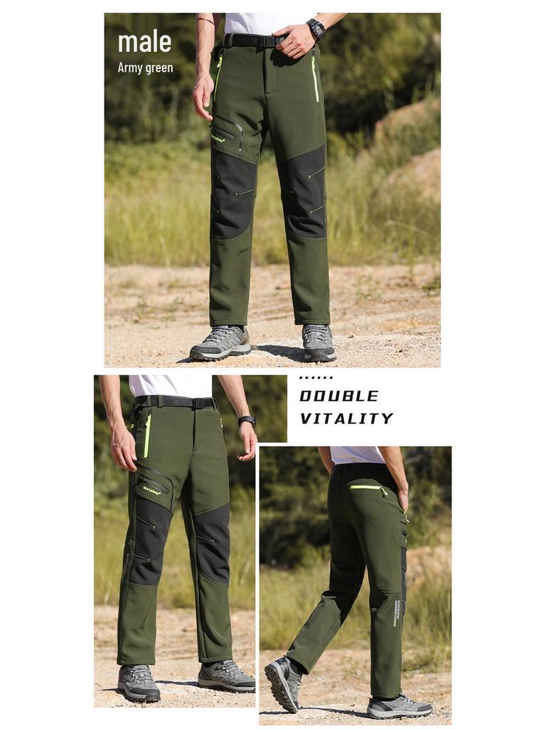 Unisex Windproof Softshell Pants: Warm, Wear-Resistant, and Waterproof for Autumn/Winter Outdoor Activities.
