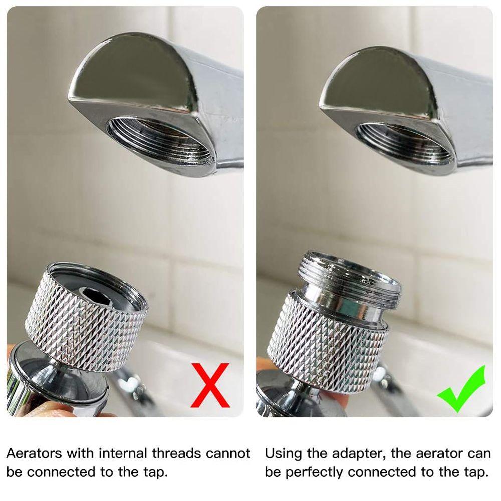 16/18/20/22/24/28/mmto22mm Tap Aerator Connector with Gasket Metal Outside Inside Thread Water Saving Adaptor for Kitchen Faucet