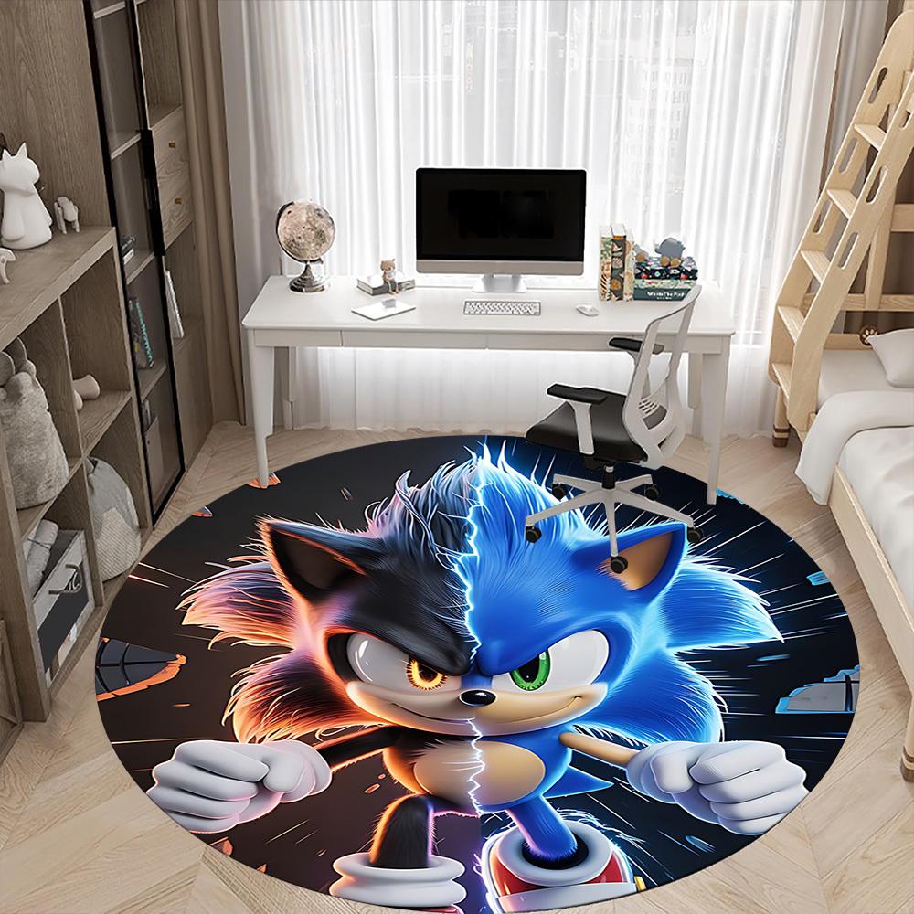 1ks Kancelářský kulatý koberec Sonic Hedgehog, Dekorace do ložnice, obývacího pokoje, Domácí dekorace, Dekorace místnosti, Offic a1016174
