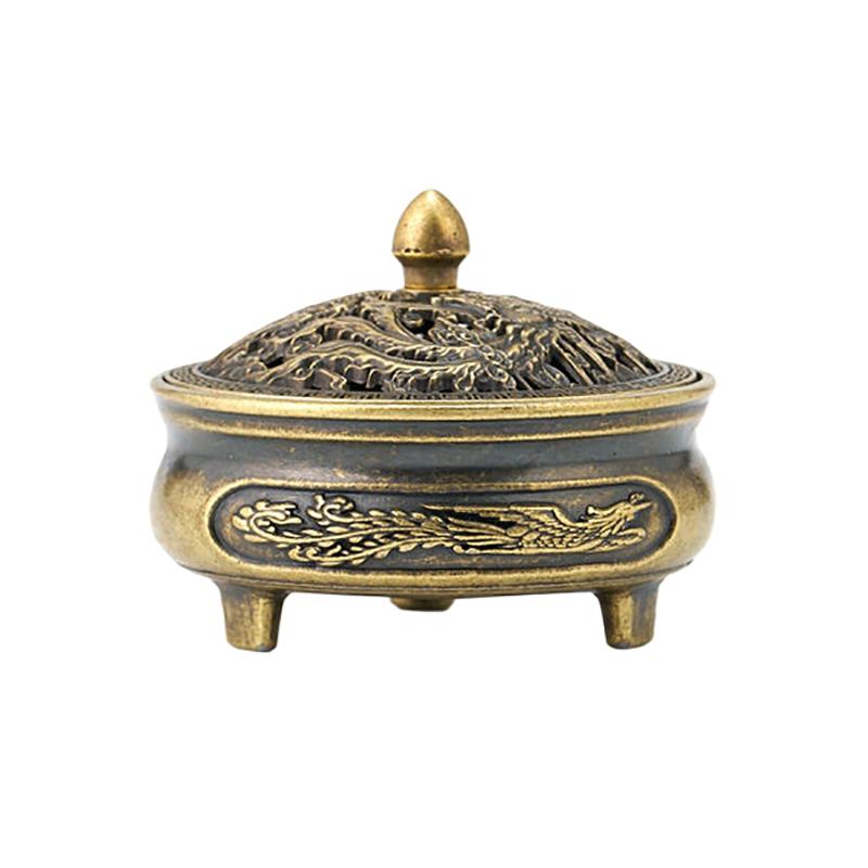 

Antique Pocket Dragon Phoenix Incense Burner Hollow Incense Mini Ornaments Chinese Ancient Tea Desk Decor Office Decoration