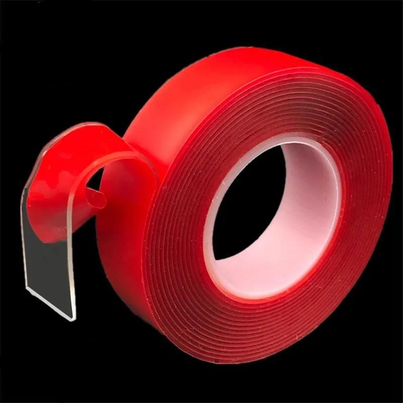 300CM Double Sided Nano Tape 5/10/15/20/25/30mm Width Transparent Red Film No Tras Wall Sticker Waterproof Adhesive Glue Tapes