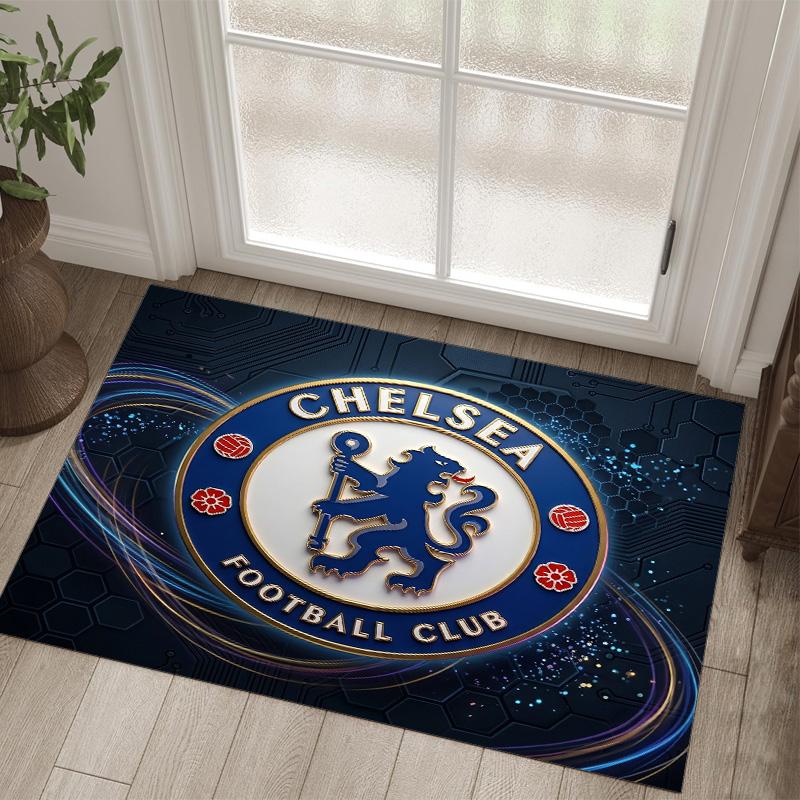 Tappeto in Velluto di Cristallo Design Chelsea FC Accogliente Non?Tappeto Stampato Antiscivolo per Camera da Letto Soggiorno Ingresso