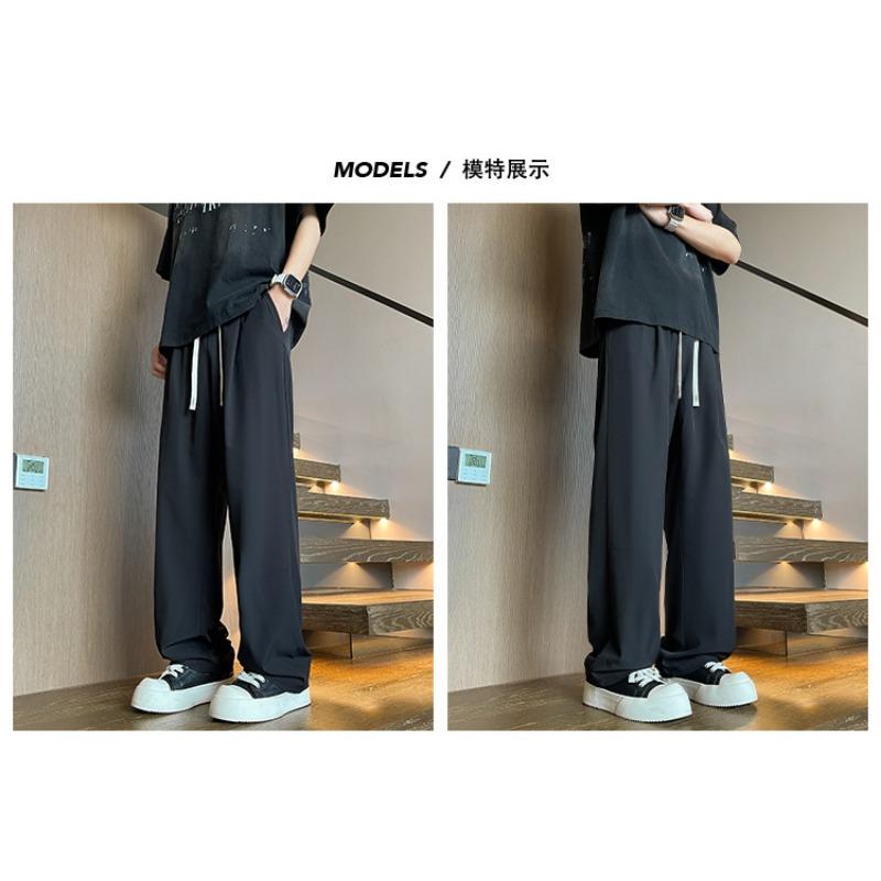 Men Cool Breathable Loose Straight Versatile Casual Thin Long Pants