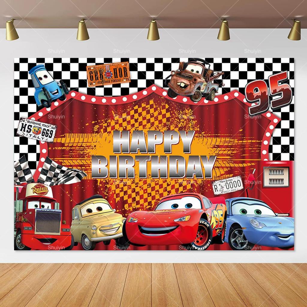 Disney Pixar Cars Lightning Mcqueen photo background for birthday party, studio photo background for kids, babies and baby welcome parties, AS41