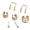 Gold European and American Retro Hollow Multi-layer Ear Clip Earrings Set - 7 Pieces