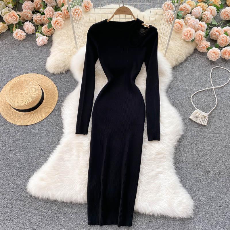 Cheap Women's Dress Korean Casual O-Neck Hollow Dresses Female High ...