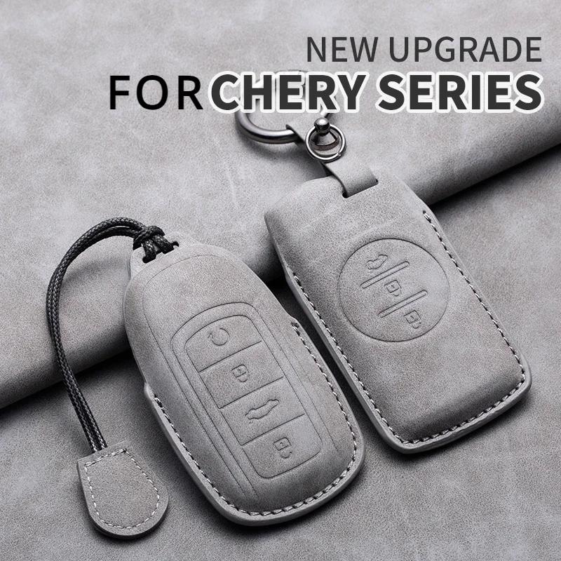 4 Button Leather Car Key Case Cover for Chery Omoda 5 2023 for Chery Tiggo 8 Pro Tiggo 7 Pro 8 PLUS Arrizo for Omoda S5 C5 Modod