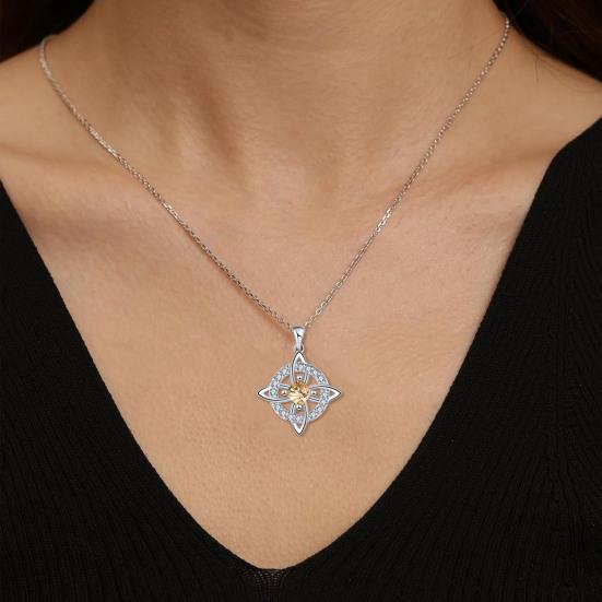 Celtic Knot Necklace Witches Knot Birthstone Necklace Sparkling Celtic Symbol Necklace Wiccan Spiritual Jewelry Gift for Women Mom Wife Girlfriend