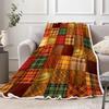 JAWO Fall Throw Blanket, Autumn Orange Plaid Fall Farmhouse Thanksgiving Cozy Bed Couch Blanket, Soft Comfy Fleece Flannel Throws Blankets Livingroom