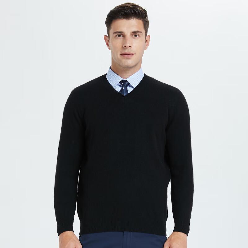 Hengyuanxiang Men's V-Neck Fine Wool Sweater Y2245