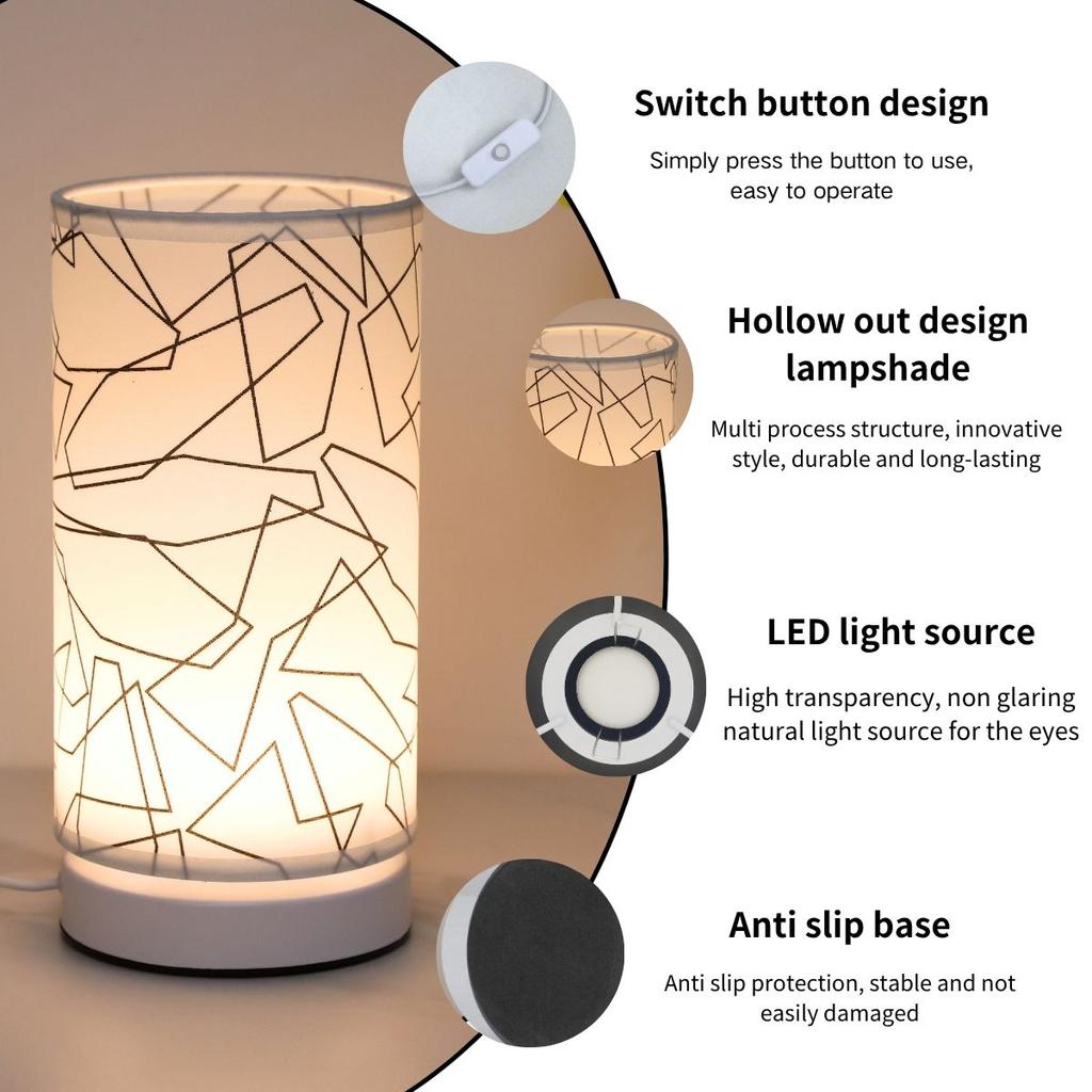 Modern Cylindrical Fabric USB Desk Lamp, Suitable for Bedroom, Bedside Table, Living Room Decoration Lights