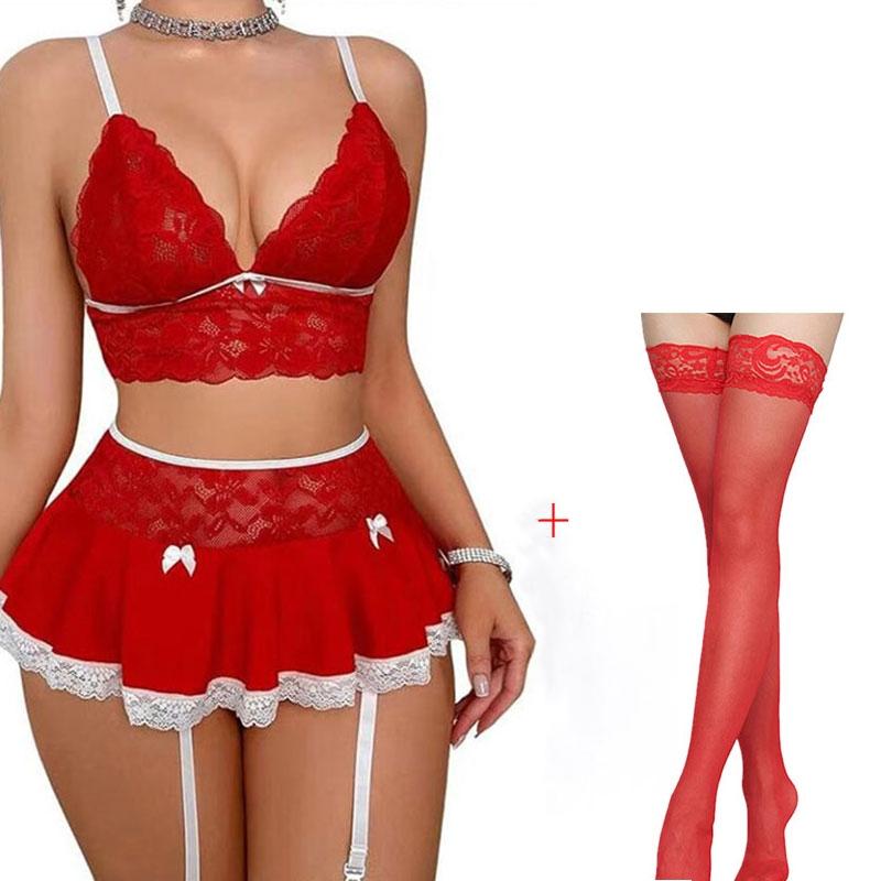 Sexy Erotic See Through Lingerie Nurse Uniform Bra and Skirt Sexy Cosplay Lingerie Underwear Garter Set Porno Nightie Costumes