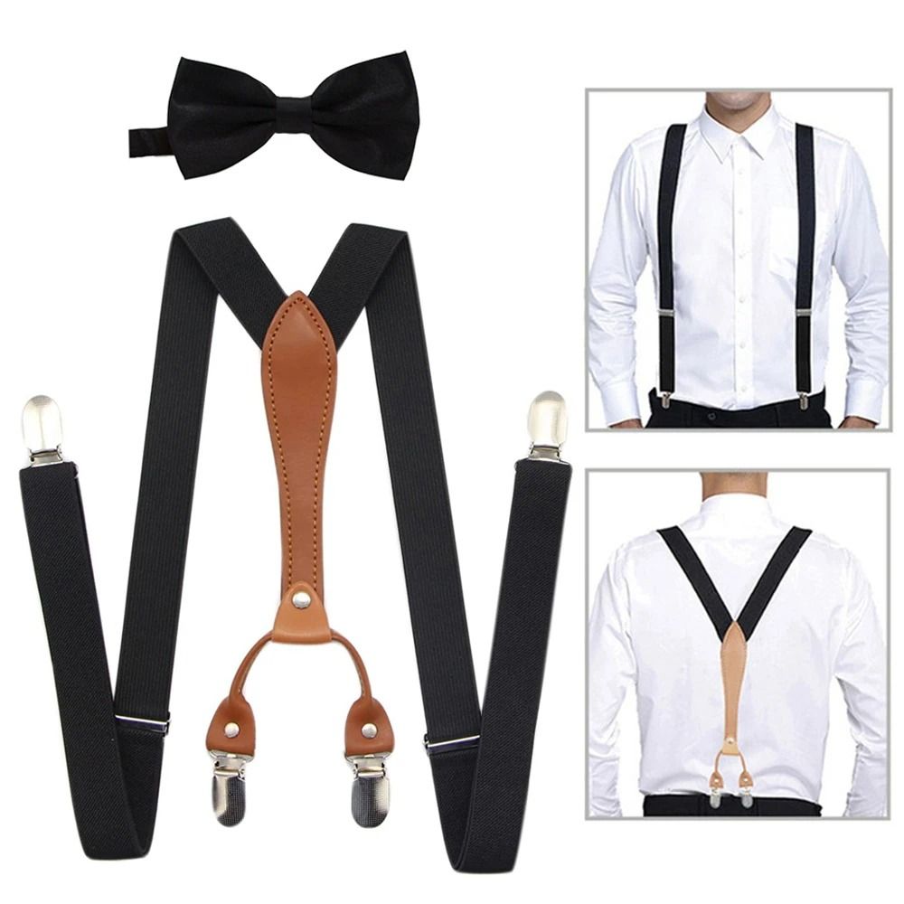 

For Bridesmaid New Suspender Belt Women Suspenders Men Suspenders Set With Bow Korean Strap Clip