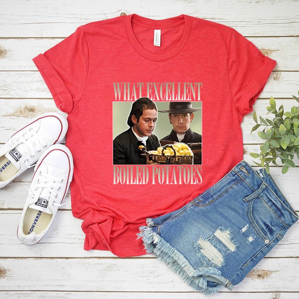 Boiled Potatoes Funny Meme T Shirt Jane Austen Shirt Pride and Prejudice Tshirt Bookish Graphic Shirt Unisex Short Sleeves Tops S