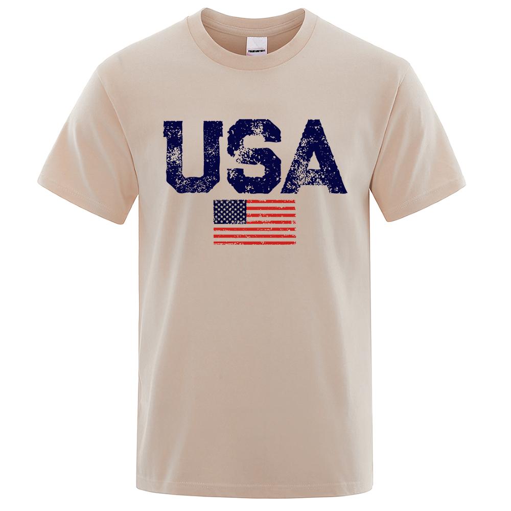 Vintage Usa Flag Street Print Male T Shirts High Quality New Tshirt Summer Casual Cotton Tops Hip Hop Breathable Tee Clothes
