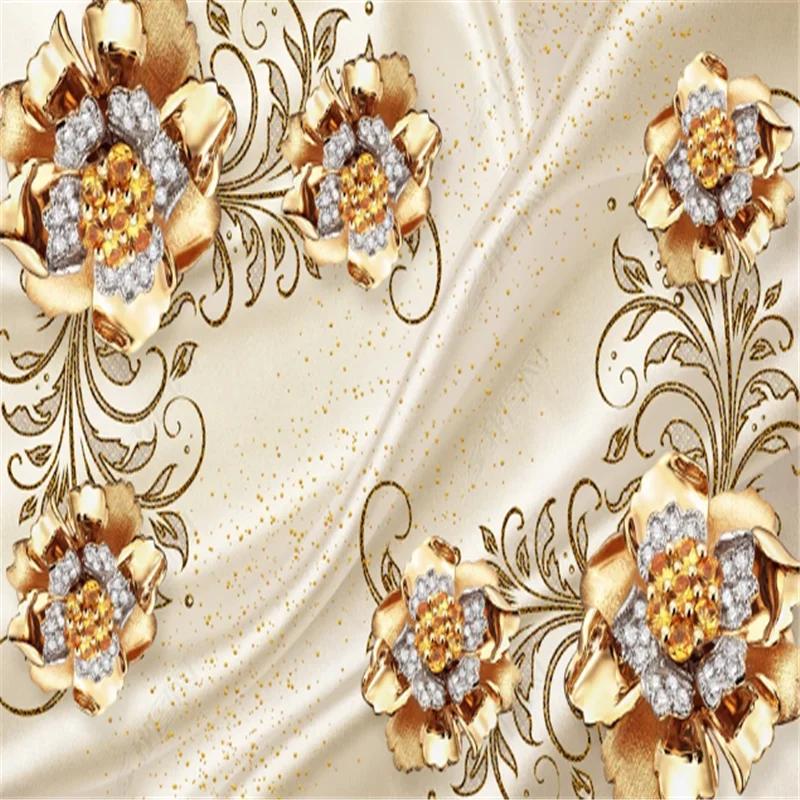 European Style Jewelry Flower 3D Mural Wallpaper for Living Room TV Sofa Background Wall Paper Home Decor