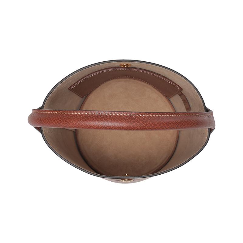 Longchamp Épure 17 Logo Embossed Signature Short Handle Bucket Bag Women Handbags Brown 10161HYZ035