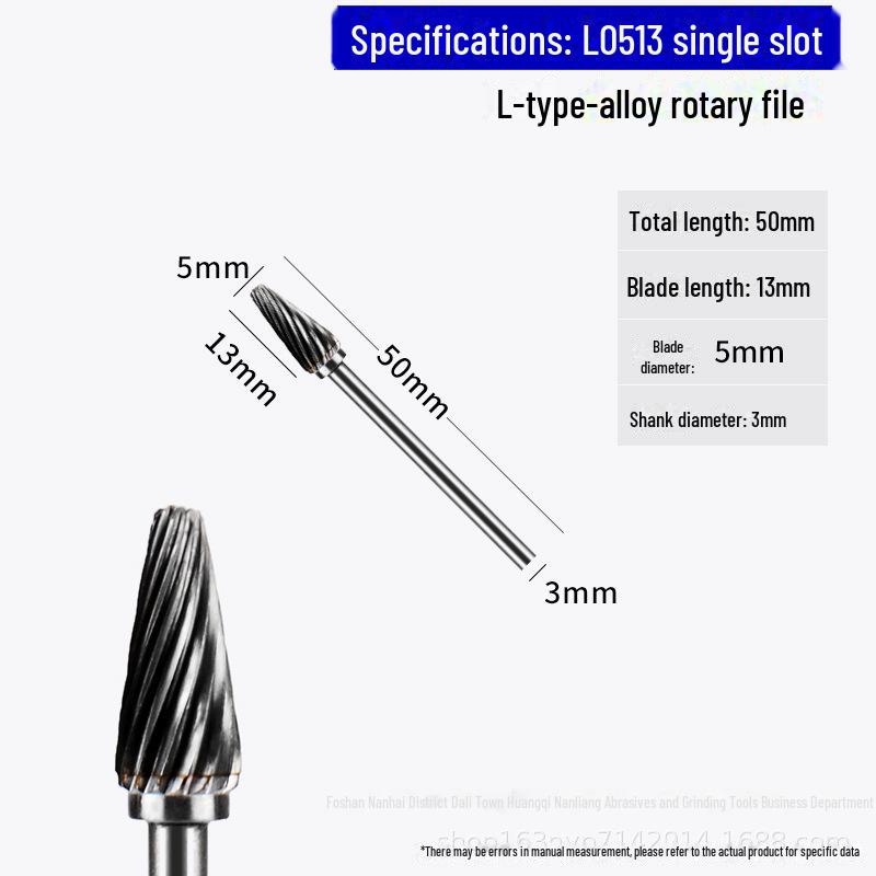Fresa a lima rotante in carburo di tungsteno 3x5 mm - per molatura di metalli e intaglio del legno, scanalatura singola e doppia.