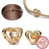 925 Copper Two-tone Stepmom Entwined Hearts Monstera Leaf Glow-in-the-dark Firefly Charm Beads Fit Pantaro Bracelet DIY Zircon