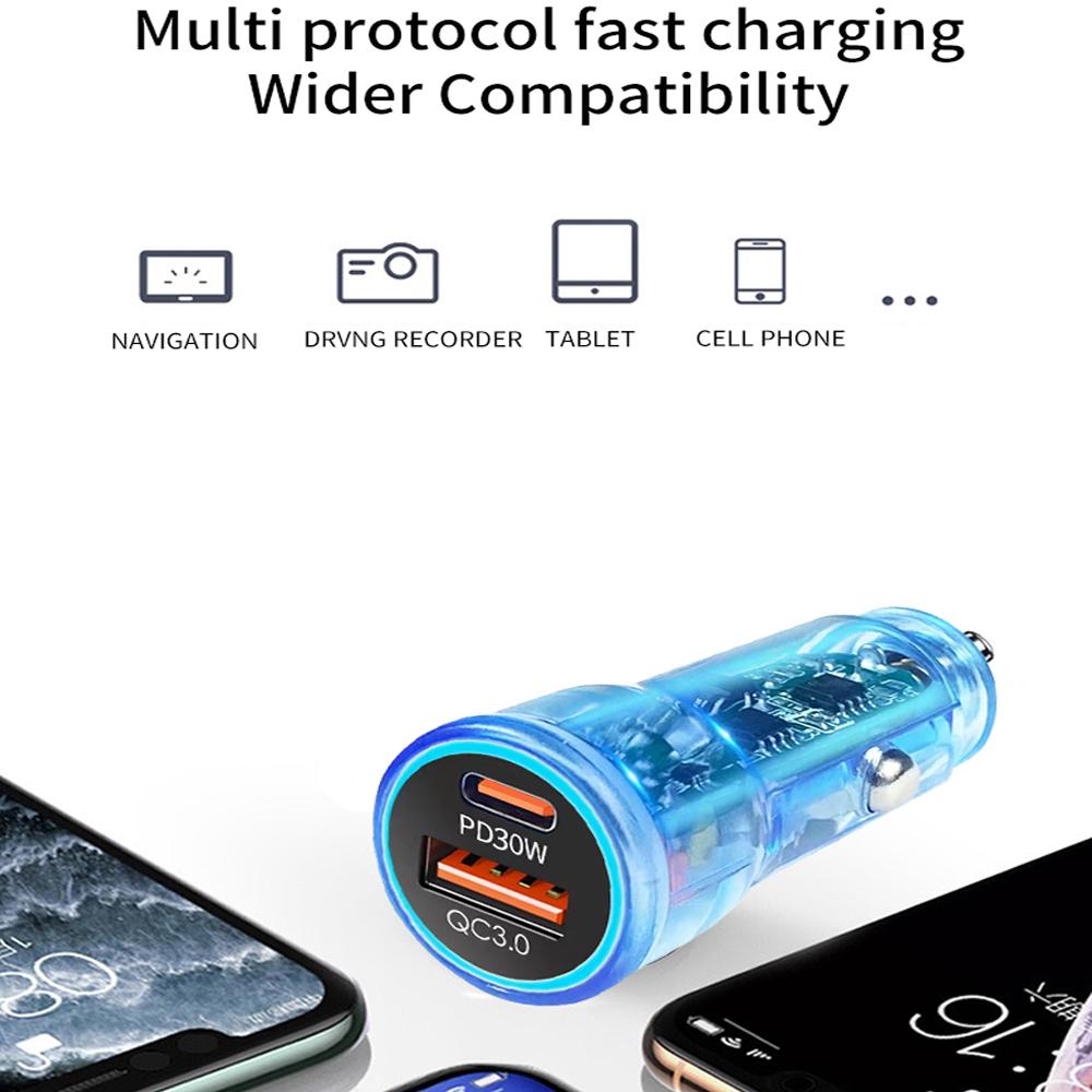 48W Car Charger Dual USB QC3.0 Fast Charging for IPhone Samsung Xiaomi PD Charging Adapter with Digital Display Car Chargers