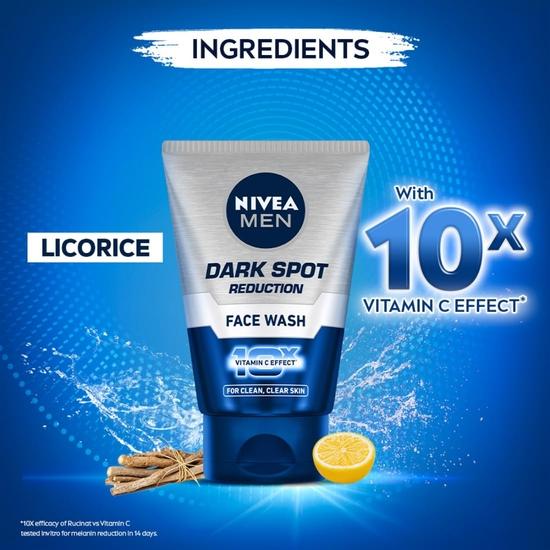 NIVEA MEN Dark Spot Reduction Face Wash 100 g | Gesunde und reine Haut im Sommer | 10-facher Vitamin-C-Effekt für strahlende Haut | Zur Reduzierung dunkler Flecken