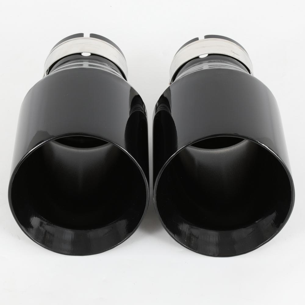 1 PC Car Modified Stainless Steel Glossy Black Exhaust Pipe Universal Bevel Edeg Shiny Muffler Tip For BMW Series Mazda VW Benz