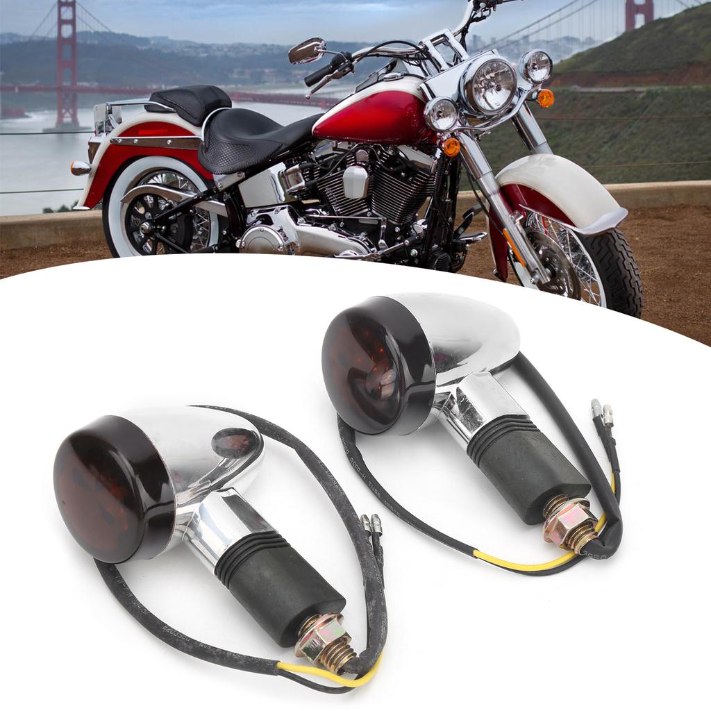 2pcs Universal Motorcycle Turn Signal Lamp Yellow Light High Visibility 12V 10mm 0.4in ThreadWhite