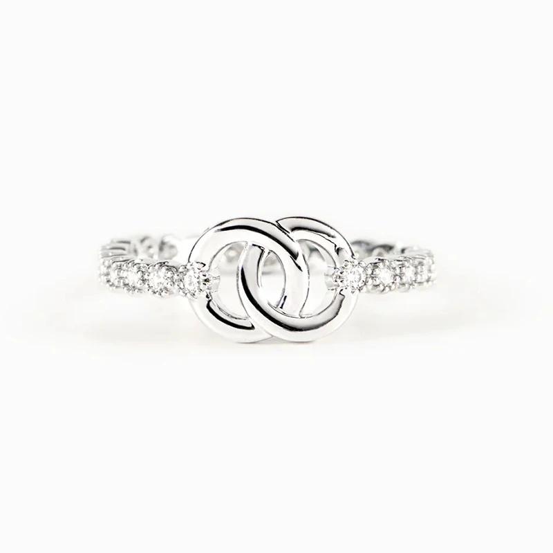 CAOSHI Schicker Modischer Silberfarbener Fingerring Damen Täglich Tragbarer Schmuck mit Glänzendem Zirkonia Trendiges Vielseitiges Accessoire für Frauen