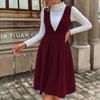 Women's Fashionable And Elegant V-Neck Corduroy Suspender Dress