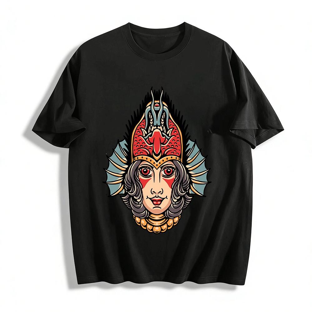 

Vintage Dragon Crown Portrait Print Casual T-Shirt Pure cotton T-shirt XXS
