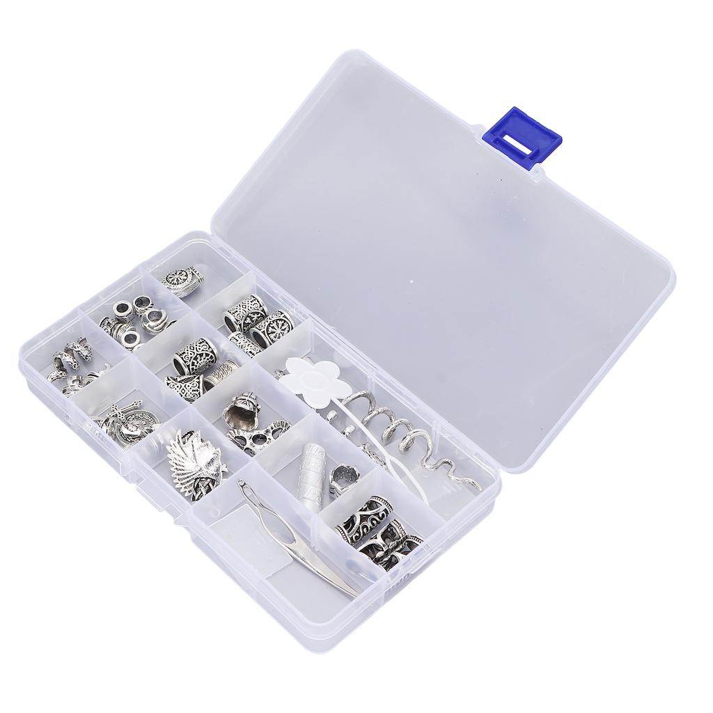 34pcs Alloy Beard Jewelry Dreadlocks Different Shapes DIY Hair Braiding Beads Accessories for Bracelet Necklace