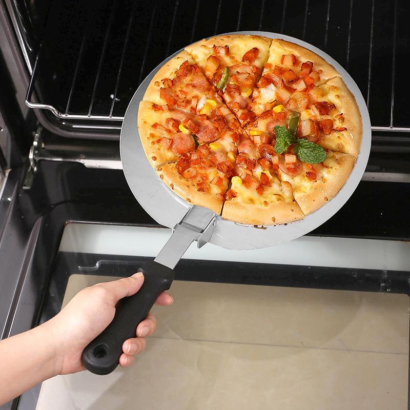 Pizza Shovel Spatula Plastic Handle Foldable Round Stainless Steel Cake Tools Accessories Non-Stick Pastry Paddle Kitchen Baking