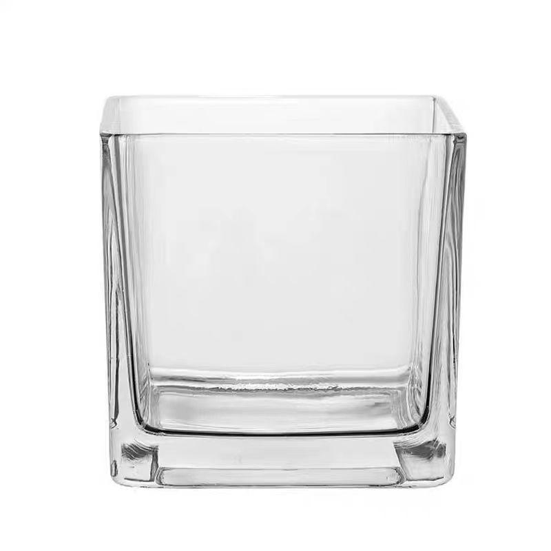 Thickened Square Glass Vase for Fresh Flowers - Elegant Hydroponic Floral Container for Living Room & Dining Table Decor