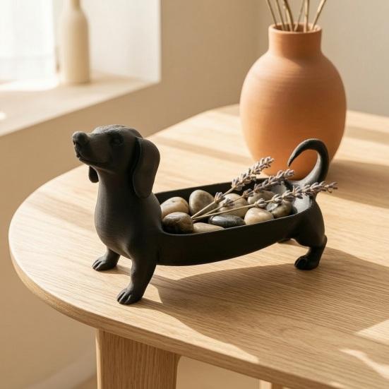 Dackel Geschenk für Hundeliebhaber 3D Gedrucktes Aufbewahrungsfach Schmuck Schlüssel Ohrringe, Kreativer Schreibtisch Schreibtischzubehör Organizer, Tischdekoration Eingangsbereich