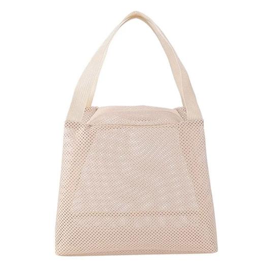 Storage Bag Large Capacity Zipper Closure Beach Bag with Handle Design Visible Mesh Bag Makeup Organizer