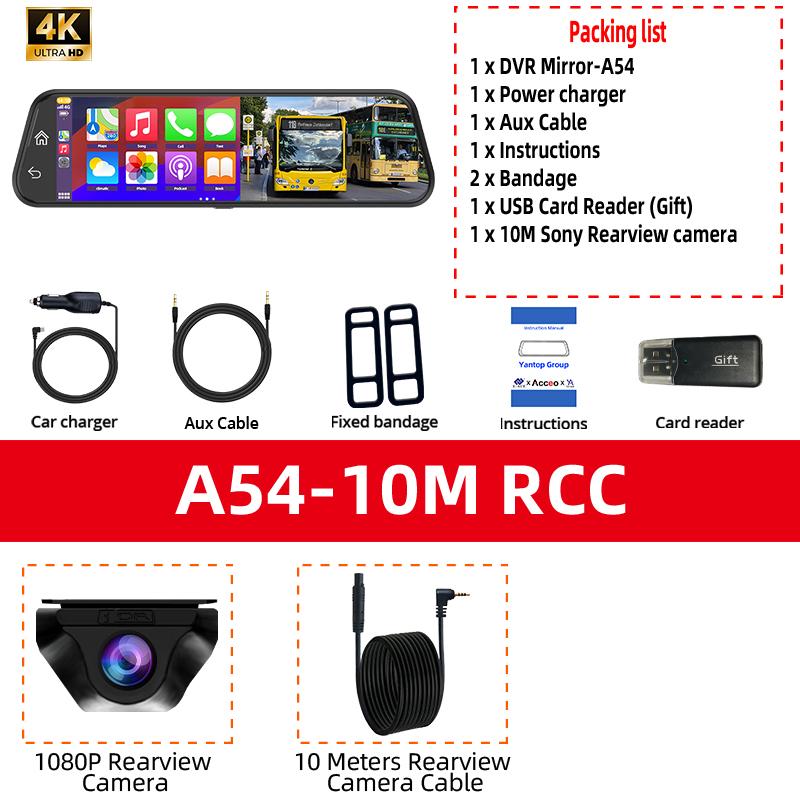 E-ACE 9.66 inch Dash Cam 4K HD WiFi Driving Recorder Carplay & Android Auto Night Vision Recorder Car DVR