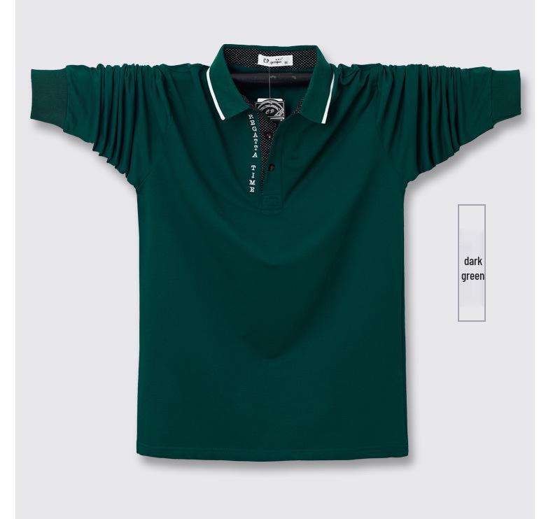 Extra Large Men's Long Sleeve Polo Shirt - Turn-Down Collar, Plus Size, Loose Fit, Business Style