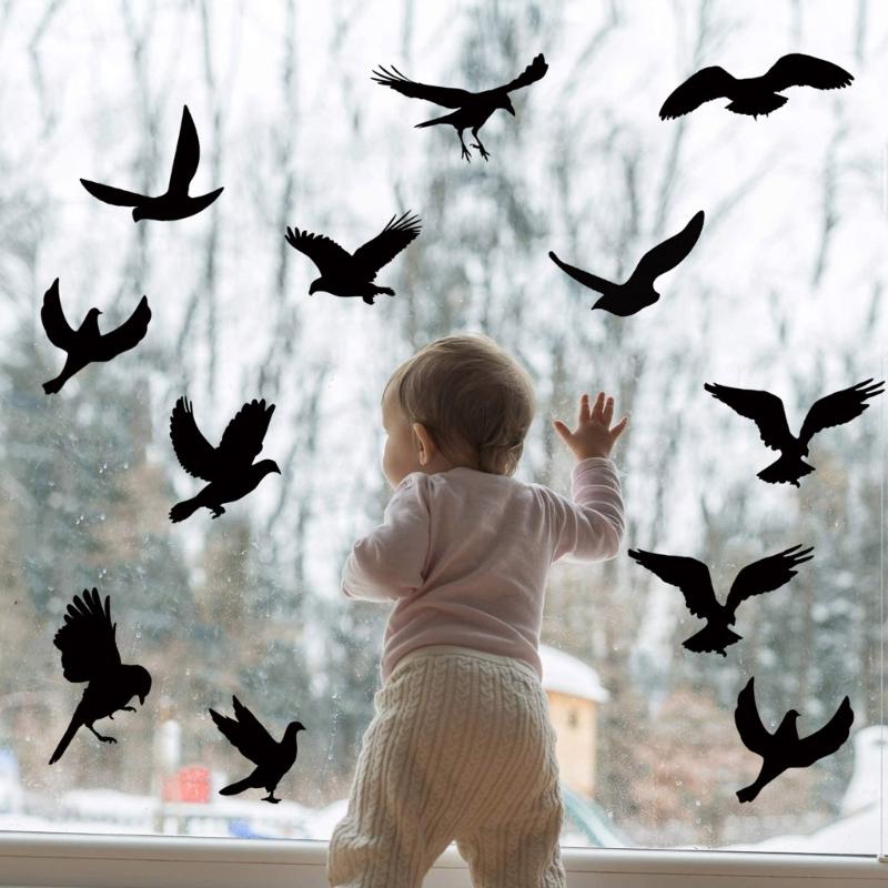 9pcs Anti-collision Bird Glass for Windows Sticker Static Electricity Removable for Windows Grille Warnings Wall Sticker