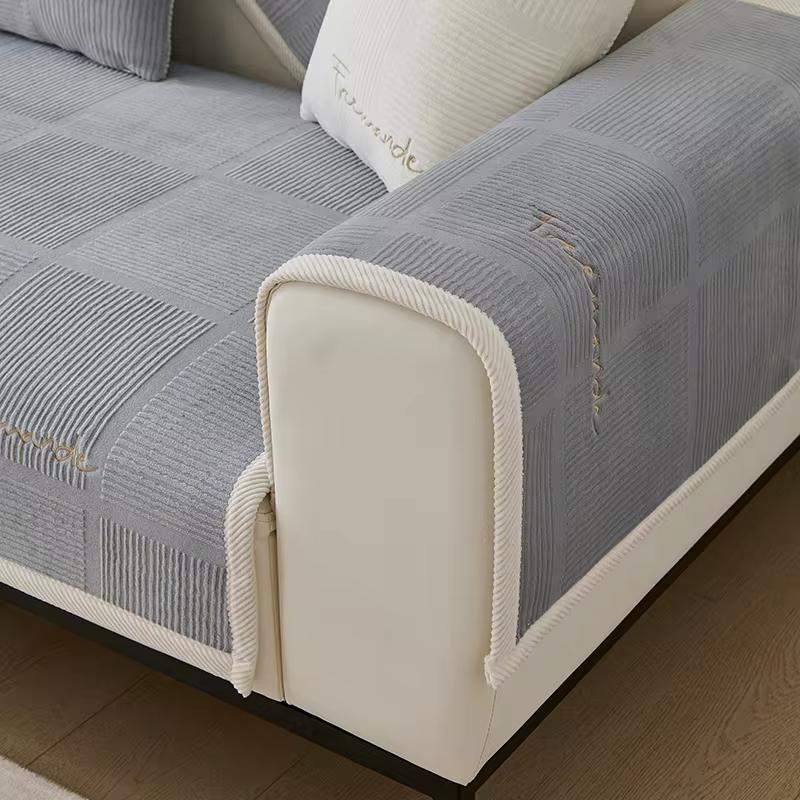 Thicken Plush Sofa Cushion Mat Non Slip Modern Simplicity Sofa Towel Home Couch Winter Milk Plush Sofa Cover For Living Room