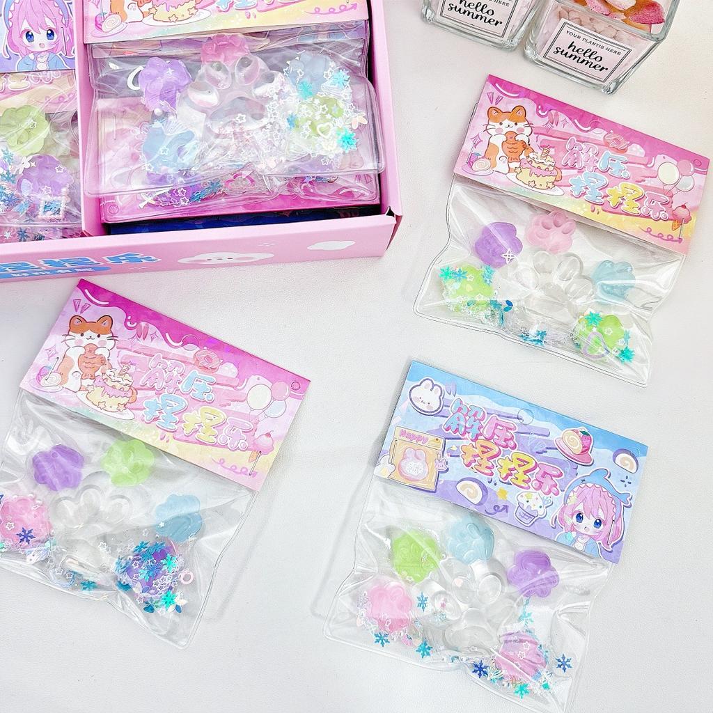 5+1 ks/sáček Mini Extruzní hračka Kočičí drápek Kawaii Průhledný Svítící Koťátko Drápek Pružný Měkký Rychlá Odrazová Párty Dárek