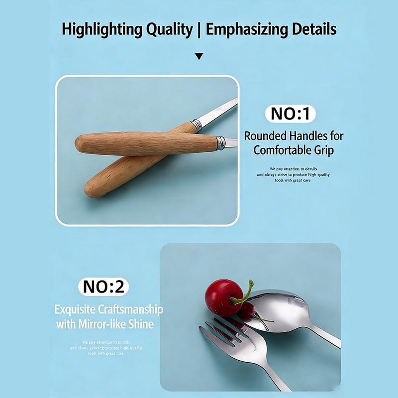 Wooden-handled Cutlery Set Stainless Steel Spoon Fork And Chopsticks Set Three-piece Cutlery Box Set