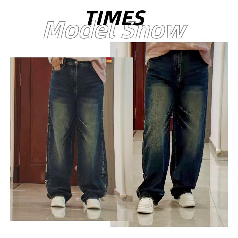 25 Neue Herbst/Winter Bestickte Damen-Jeans in Übergröße, Weiter Schnitt, Lässig