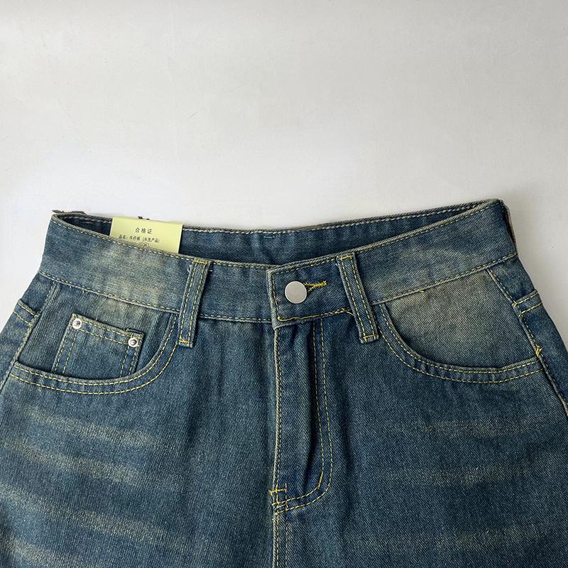Neue Vintage Streetwear Baggy Y2K Jeans Frauen 2000er Jahre Retro Hohe Taille Denim Hosen Weibliche Sinn Für Mode Casual gerade Bein Hosen