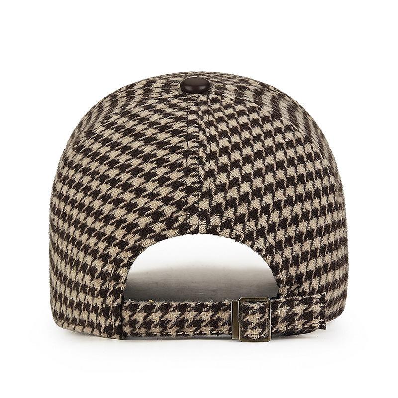 Houndstooth M Logo Baseball Cap Korean Version Women'S  Hat Versatile Duckbill Cap