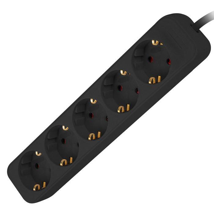 Grenuttak - Lanberg - 5 Schuko-uttak - 1,5 m - Svart