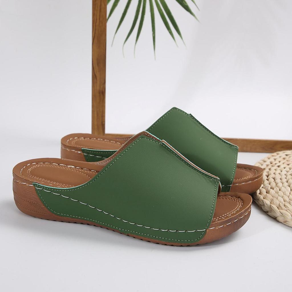 European & American Women's Wedge Heel Comfort Slippers - Plus Size, Simple, 2024 New Style Cool Footwear